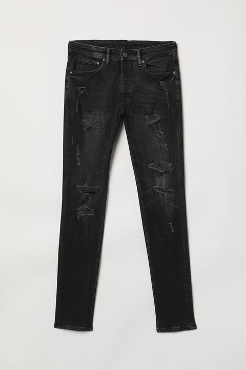 Trashed Skinny Jeans - Negro