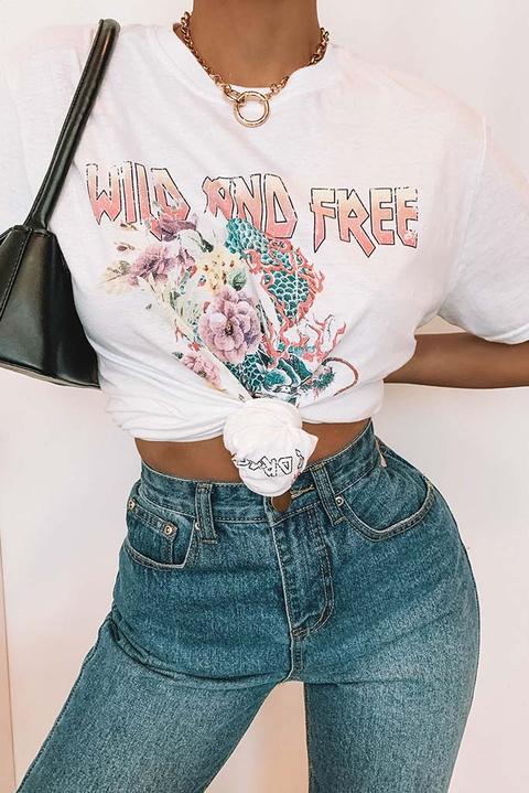 White Wild And Free Snake Oversized T