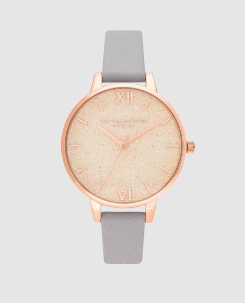 Olivia Burton - Reloj De Mujer Ob16gd45 De Piel Gris