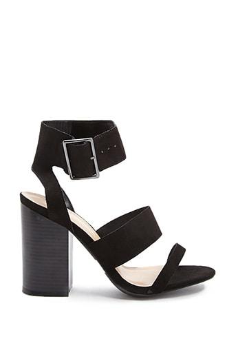 Forever 21 Faux Suede Block Heels Black