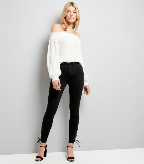 Black Lace Up Skinny Jenna Jeans