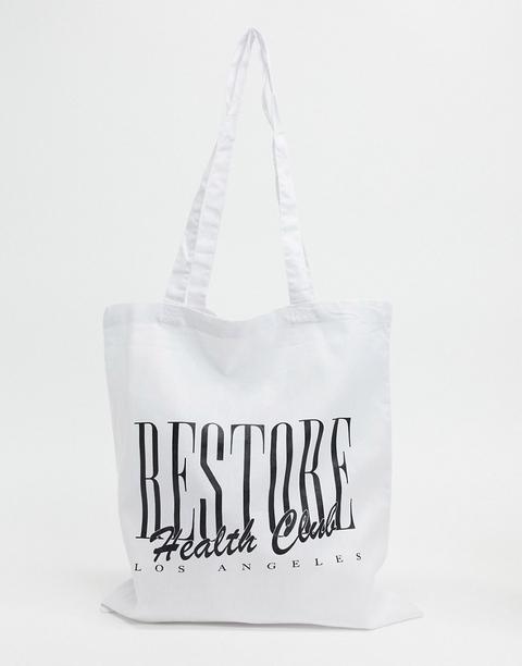 Asos Design 'restore Health Club' Shopper In White