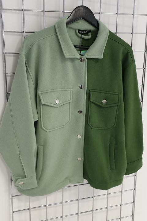 Darcy Khaki And Sage Colour Block Oversized Shacket