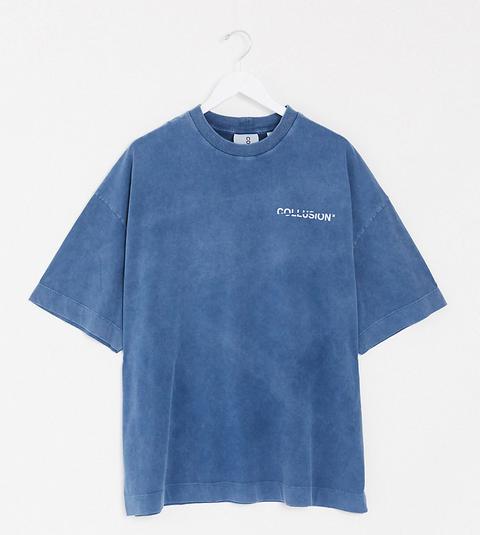 Collusion Unisex Oversized Washed T-shirt In Deep Blue