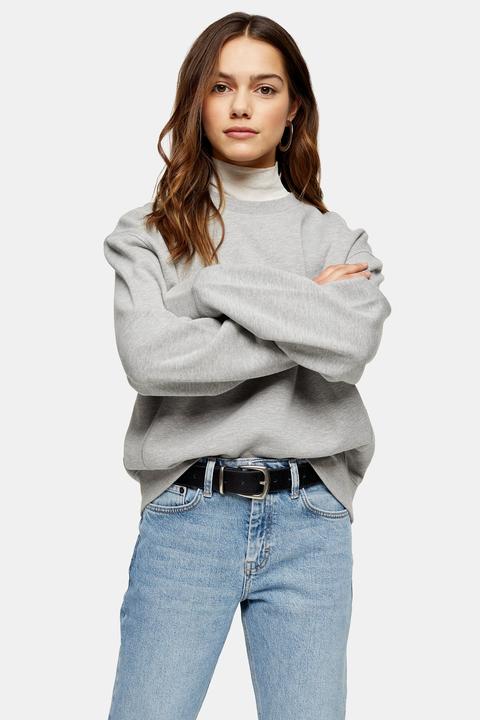 Womens Petite Grey Panel Sweatshirt - Grey Marl, Grey Marl