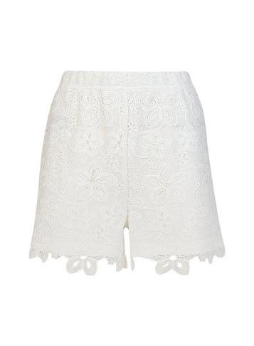 Womens Ivory Lace Shorts- White, White