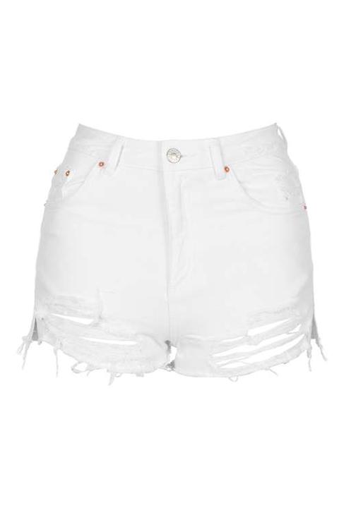 Petite White Rip Mom Shorts