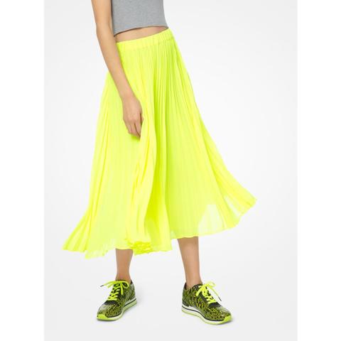 Mkfalda Plisada De Georgette - Amarillo Ácido(amarillo) - Michael Kors