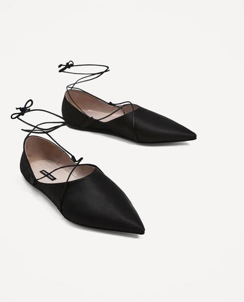 Lace-up Flat Satin Shoes