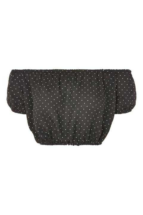 **polka Dot Bardot Crop Top By Oh My Love