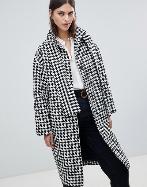 Asos Design - Cappotto A Pied De Poule Annodato Al Collo - Multicolore