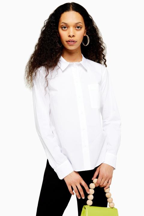 Womens Petite White Shirt - White, White