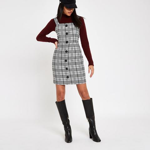 check button pinafore dress