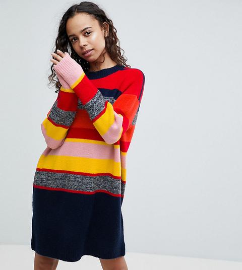 Asos Petite - Vestito In Maglia Oversize A Righe - Multicolore