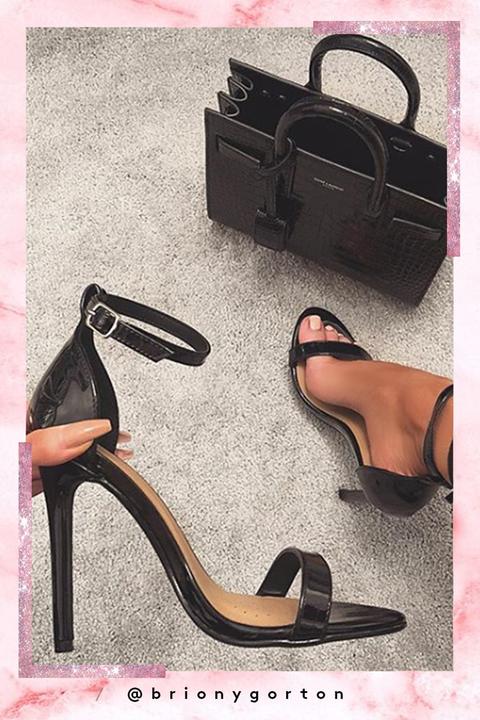 Lilly Black Patent Barely There Heels