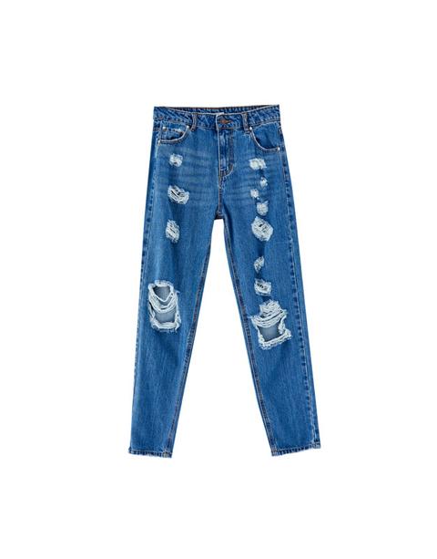 Jeans Mom Fit Strappi