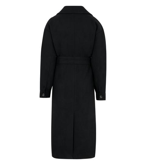 Black Drop Shoulder Belted Maxi Coat New Look