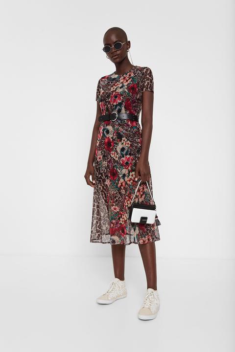Vestido Flores Animal Print