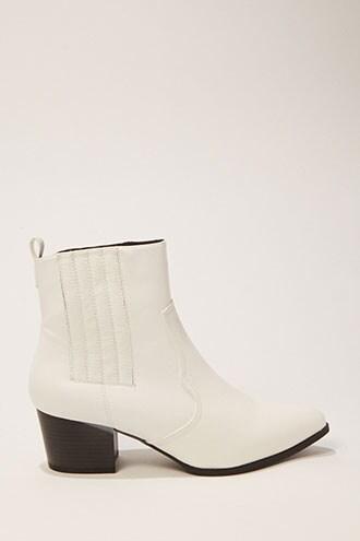 faux leather pointed toe boots