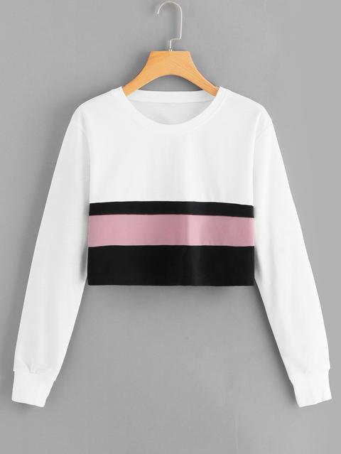 Color Block Crop Sweatshirt