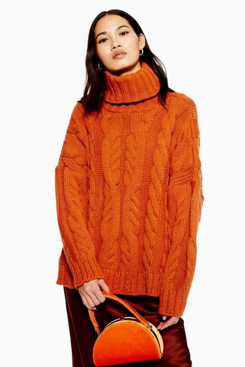 Chunky Cable Roll Neck Jumper