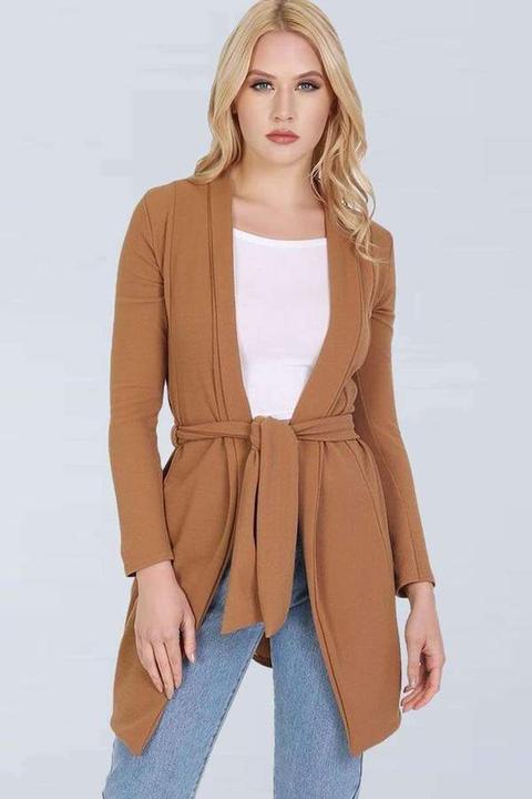 Niamh Long Sleeve Open Front Belted Jacket