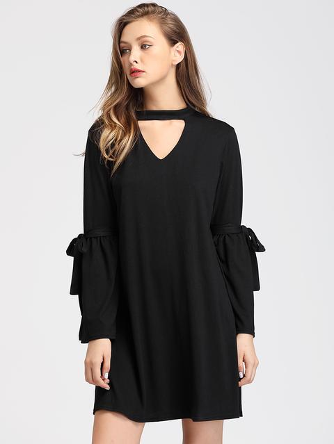 Vestito Con Maniche Scanalate