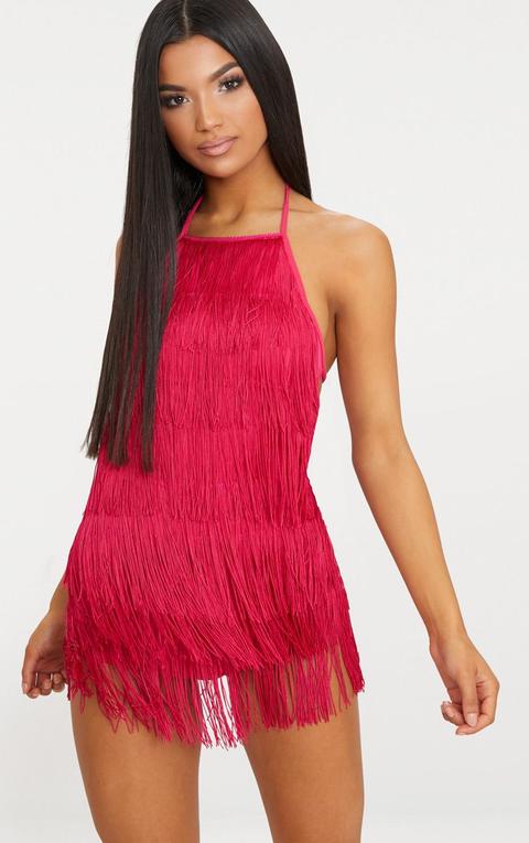 Fuchsia Tassel Playsuit, Pink