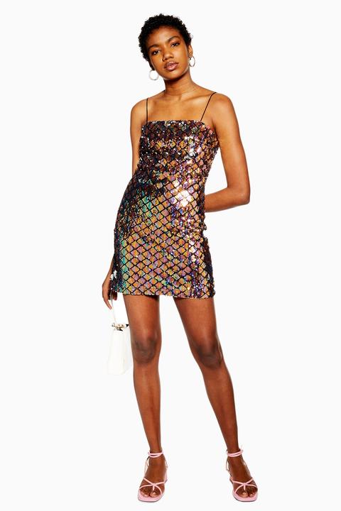 Womens Diamond Sequin Mini Dress - Lavender, Lavender