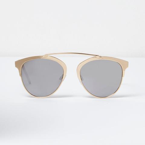 Gold Tone Brow Bar Sunglasses