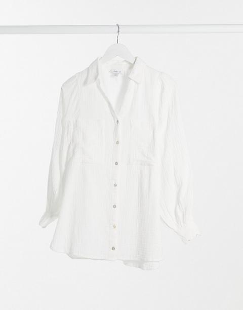 Topshop Cotton Shirt In White