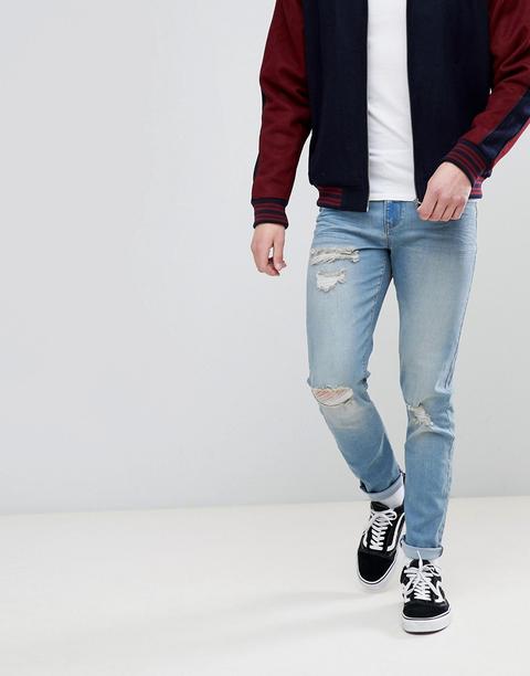 Le Breve Skinny Ripped Bleach Jeans - Blue from ASOS on 21 Buttons