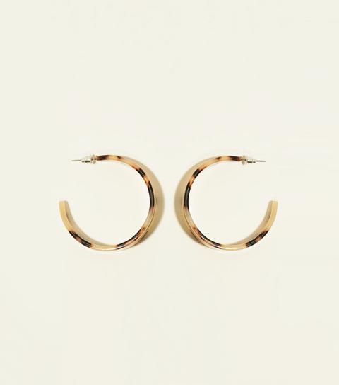 Brown Faux Tortoiseshell Resin Hoop Earrings New Look