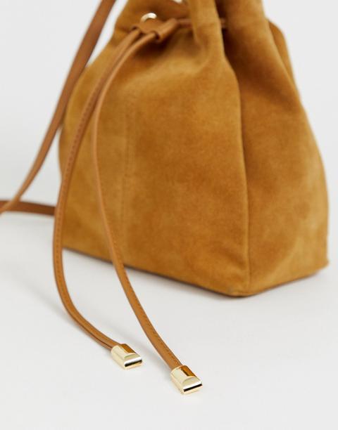 tan suede bucket bag