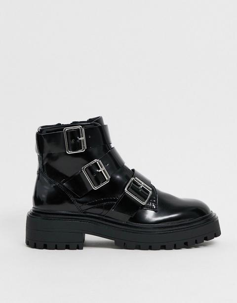 Asos Design Awaken Biker Boots In Black