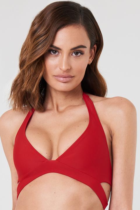 Cut Out Bikini Top Red