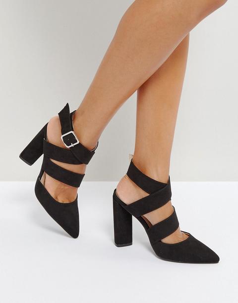Qupid - Scarpe A Punta Con Tacco Alto E Cinturini - Nero