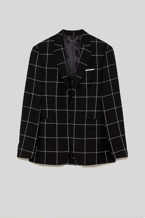 Blazer Traje Cuadro Ventana