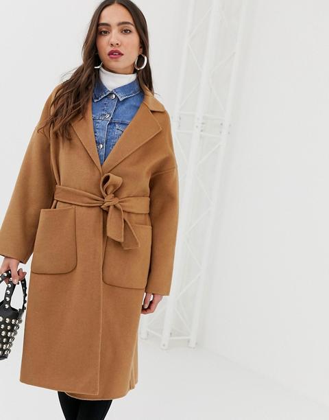 Mango Tie Waist Coat In Camel