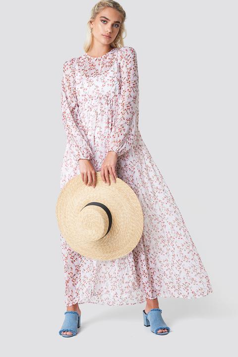 Na-kd Boho Balloon Sleeve Maxi Dress - Pink,white,multicolor