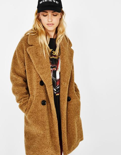 Zweireihiger Mantel Im Shearling-look