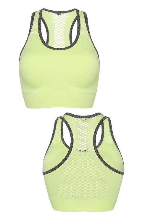 Lime Padded Sports Bra With Mesh Back