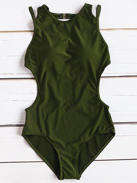 Monokini Sexy Con Aberturas Laterales - Verde Militar