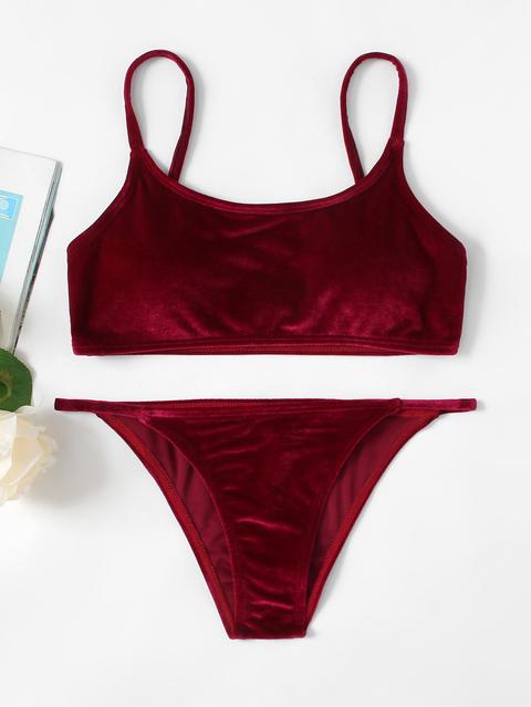 Velvet Bikini Set With Removable Strap