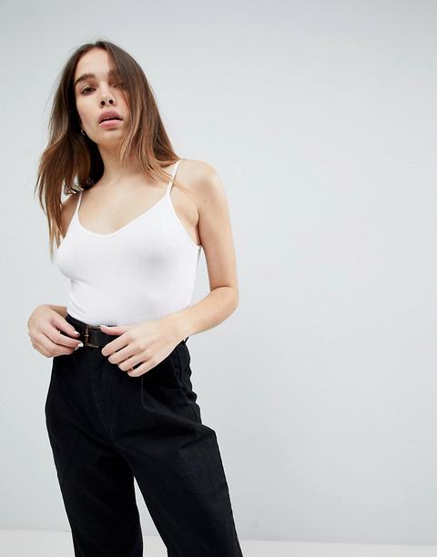 Body De Tirantes Y Canalé En Blanco De Asos Design