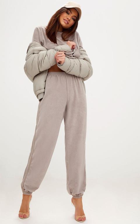 Taupe Velour Side Stripe Joggers from 