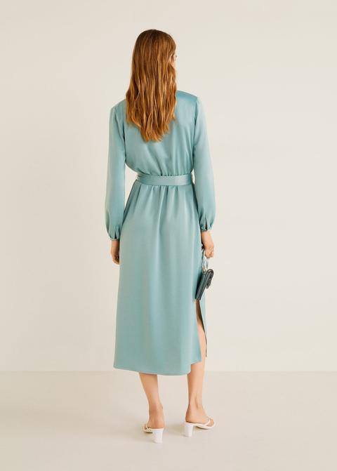 Vestido Satinado Lazo de Mango en 21 Buttons