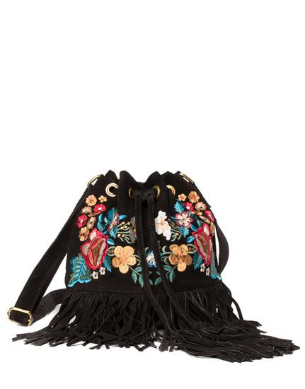 Bolso Ante Bordado Flores