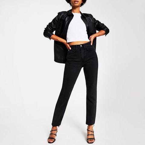 Black Wash Straight Leg Denim Jeans