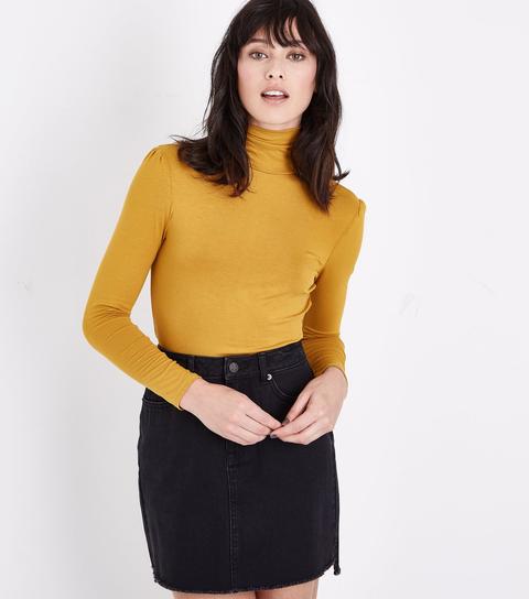 Mustard Yellow Roll Neck Top New Look